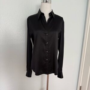 Theory women’s shirt, M , Classic Button front, Black, 94% silk, worn once